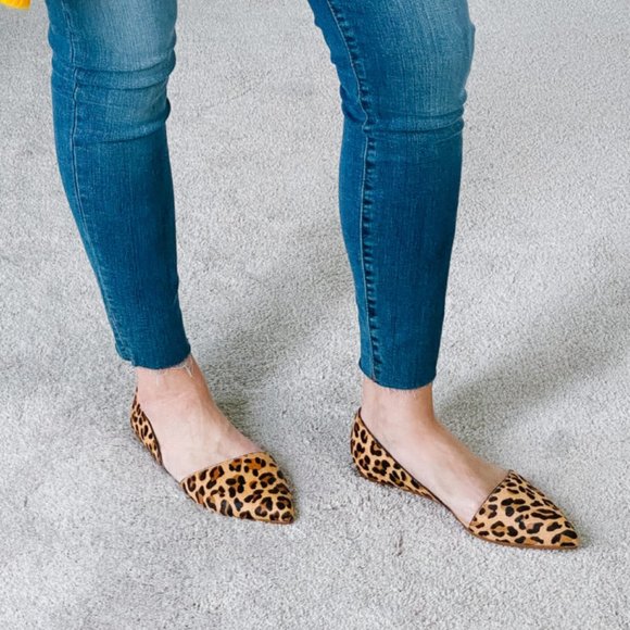 J Crew Zoe Leopard Calf Hair D’Orsay Flats